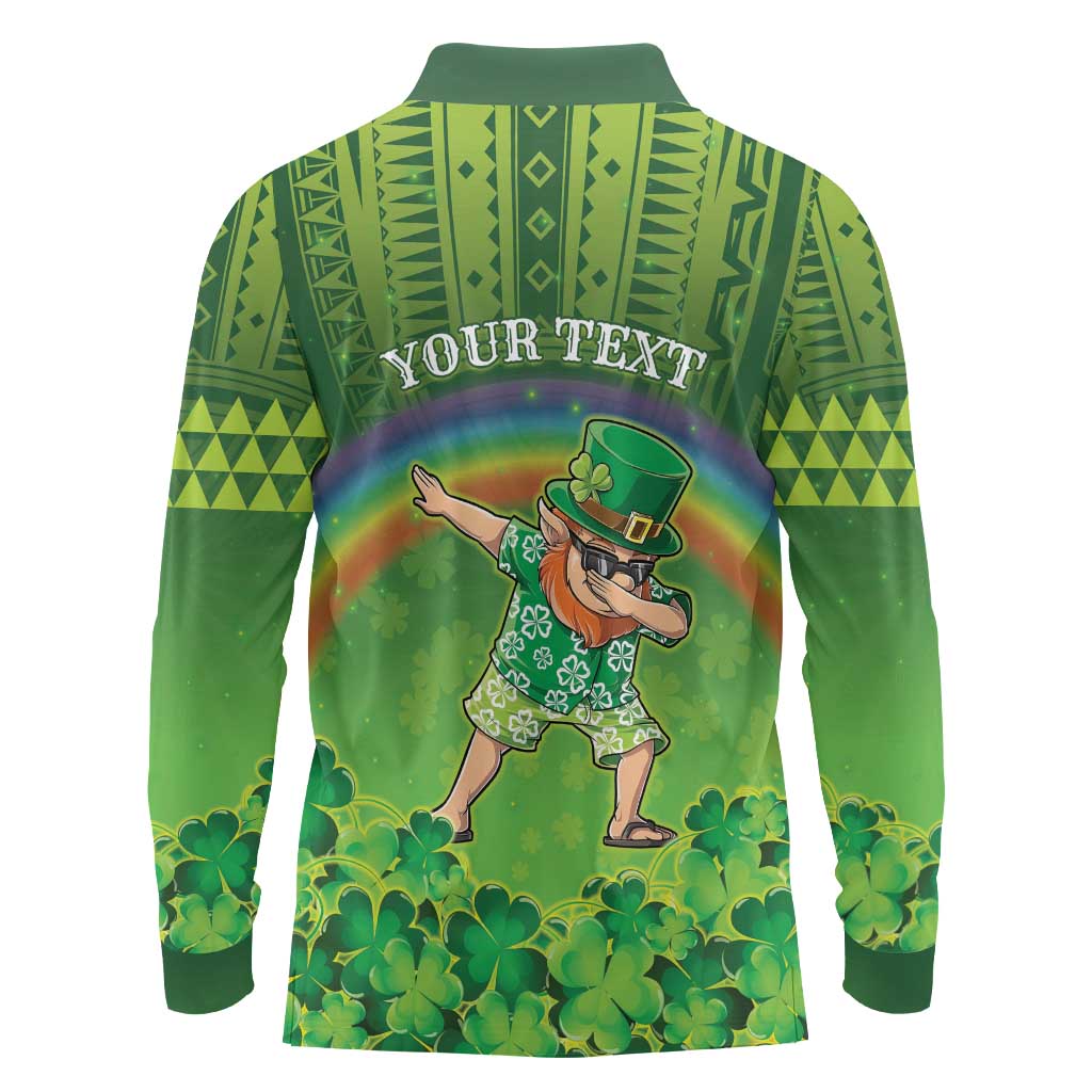 Personalised Hawaii Saint Patrick's Day Long Sleeve Polo Shirt Let's Get Fit Shaced LT05 - Polynesian Pride