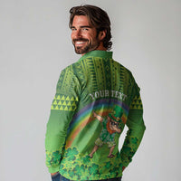 Personalised Hawaii Saint Patrick's Day Long Sleeve Polo Shirt Let's Get Fit Shaced LT05 - Polynesian Pride