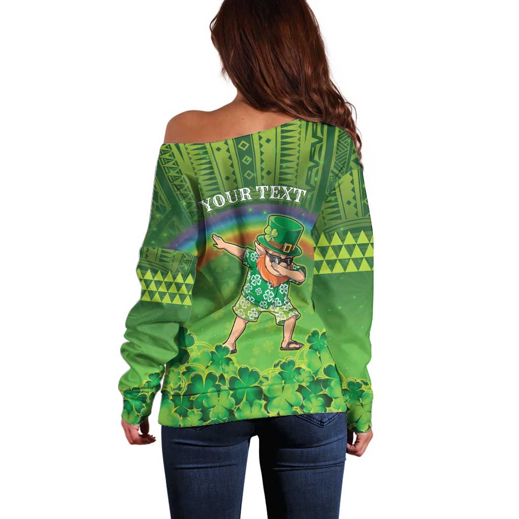 Personalised Hawaii Saint Patrick's Day Off Shoulder Sweater Let's Get Fit Shaced LT05 - Polynesian Pride
