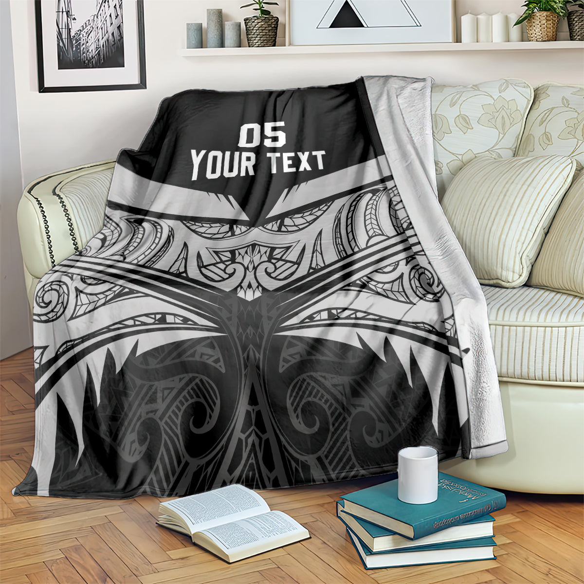 Custom New Zealand Cricket Blanket Go Champions World Cup 2024 With Maori Pattern LT05 Black - Polynesian Pride