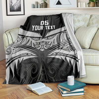 Custom New Zealand Cricket Blanket Go Champions World Cup 2024 With Maori Pattern LT05 Black - Polynesian Pride