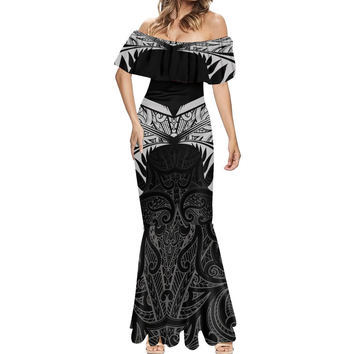 Custom New Zealand Cricket Mermaid Dress Go Champions World Cup 2024 With Maori Pattern LT05 - Polynesian Pride