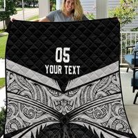 Custom New Zealand Cricket Quilt Go Champions World Cup 2024 With Maori Pattern LT05 Black - Polynesian Pride