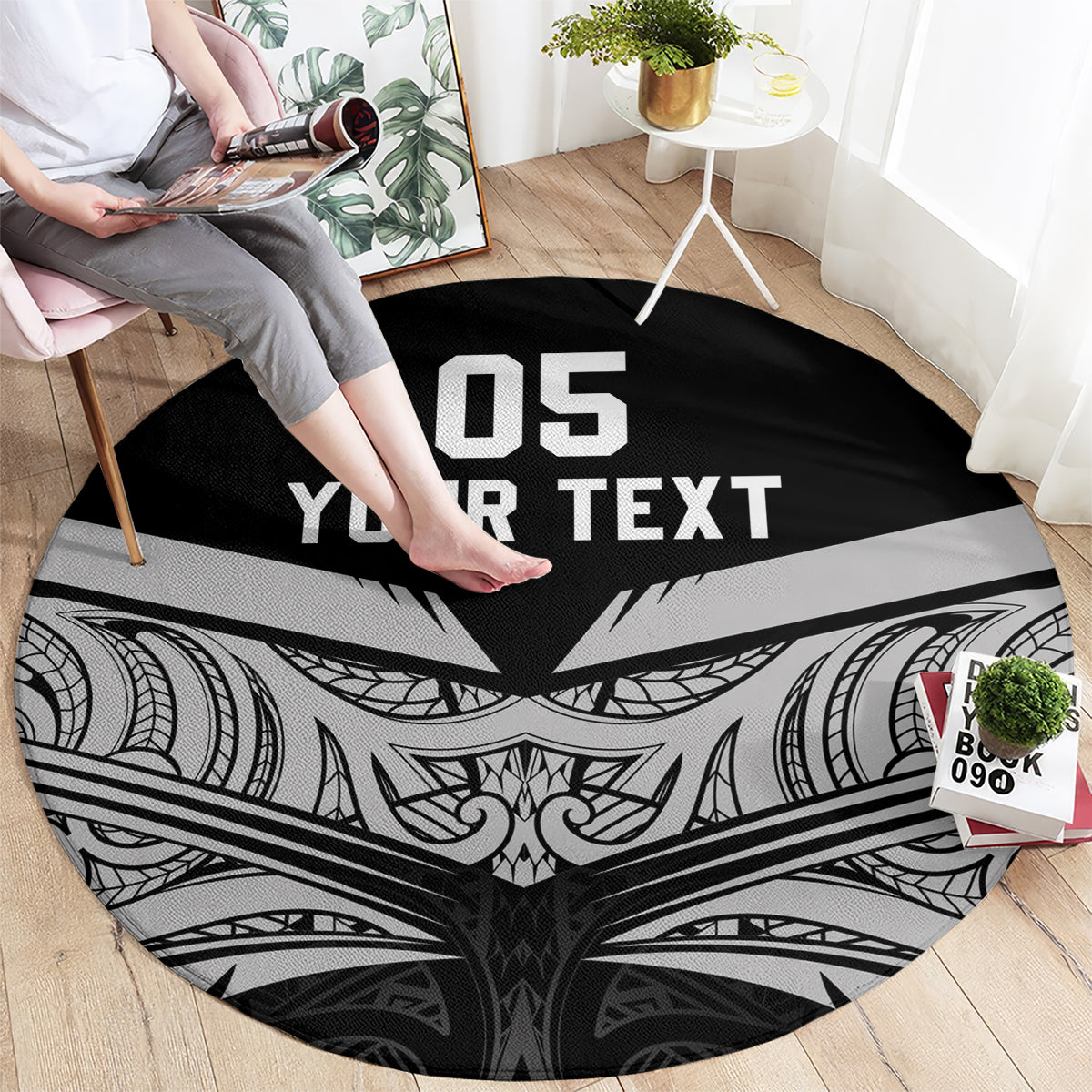 Custom New Zealand Cricket Round Carpet Go Champions World Cup 2024 With Maori Pattern LT05 - Polynesian Pride