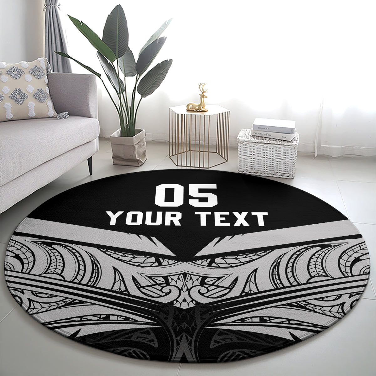 Custom New Zealand Cricket Round Carpet Go Champions World Cup 2024 With Maori Pattern LT05 - Polynesian Pride