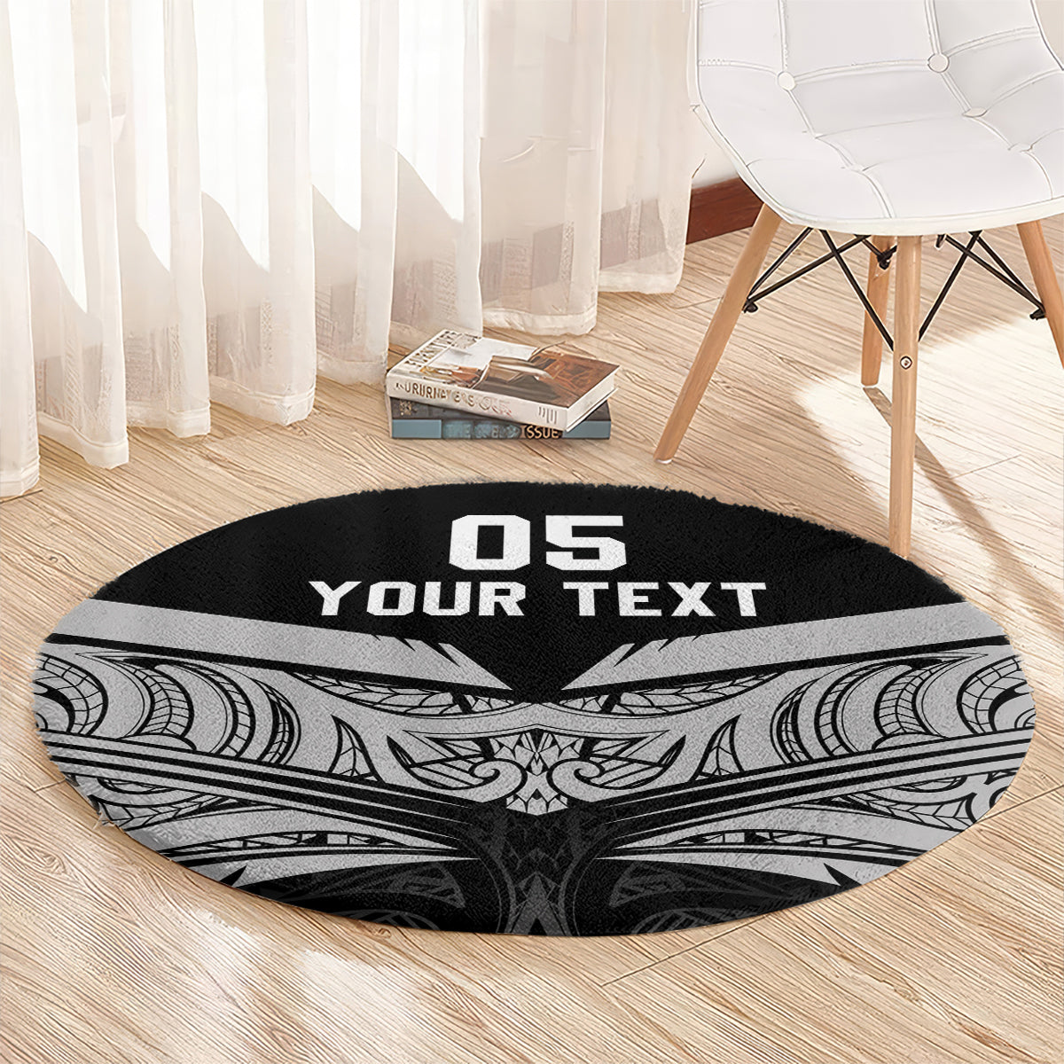 Custom New Zealand Cricket Round Carpet Go Champions World Cup 2024 With Maori Pattern LT05 - Polynesian Pride