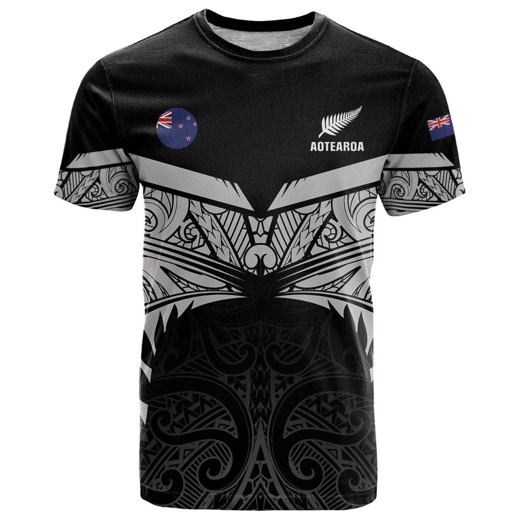 Custom New Zealand Cricket T Shirt Go Champions World Cup 2024 With Maori Pattern LT05 Black - Polynesian Pride
