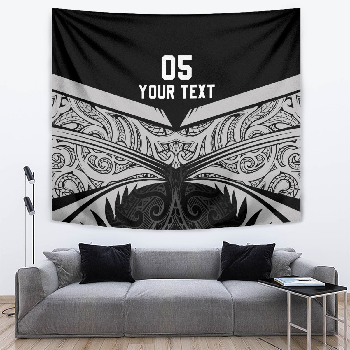 Custom New Zealand Cricket Tapestry Go Champions World Cup 2024 With Maori Pattern LT05 Black - Polynesian Pride