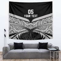 Custom New Zealand Cricket Tapestry Go Champions World Cup 2024 With Maori Pattern LT05 Black - Polynesian Pride