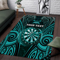 Personalised New Zealand Darts Area Rug Turquoise Dart Board Maori Pattern LT05 Turquoise - Polynesian Pride