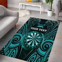 Personalised New Zealand Darts Area Rug Turquoise Dart Board Maori Pattern LT05 - Polynesian Pride