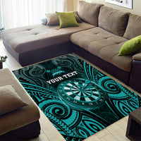 Personalised New Zealand Darts Area Rug Turquoise Dart Board Maori Pattern LT05 - Polynesian Pride