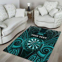 Personalised New Zealand Darts Area Rug Turquoise Dart Board Maori Pattern LT05 - Polynesian Pride
