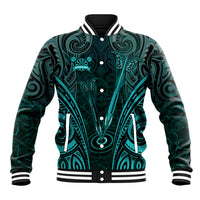 Personalised New Zealand Darts Baseball Jacket Turquoise Dart Board Maori Pattern LT05 Unisex Turquoise - Polynesian Pride