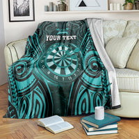 Personalised New Zealand Darts Blanket Turquoise Dart Board Maori Pattern LT05 Turquoise - Polynesian Pride
