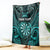 Personalised New Zealand Darts Blanket Turquoise Dart Board Maori Pattern