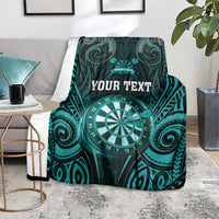 Personalised New Zealand Darts Blanket Turquoise Dart Board Maori Pattern LT05 - Polynesian Pride