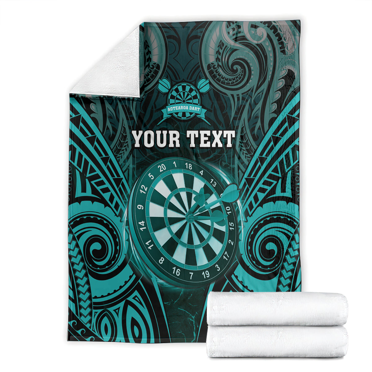 Personalised New Zealand Darts Blanket Turquoise Dart Board Maori Pattern LT05 - Polynesian Pride