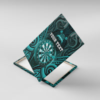Personalised New Zealand Darts Canvas Wall Art Turquoise Dart Board Maori Pattern LT05 With Frame Turquoise - Polynesian Pride