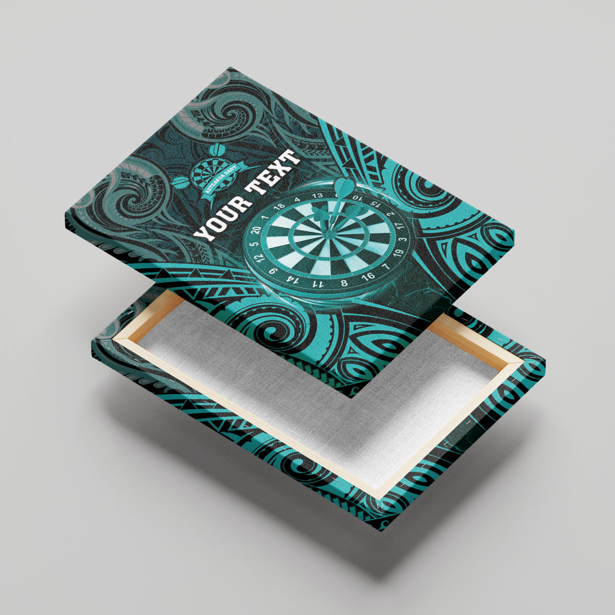 Personalised New Zealand Darts Canvas Wall Art Turquoise Dart Board Maori Pattern LT05 - Polynesian Pride