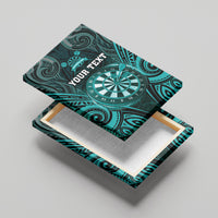 Personalised New Zealand Darts Canvas Wall Art Turquoise Dart Board Maori Pattern LT05 - Polynesian Pride
