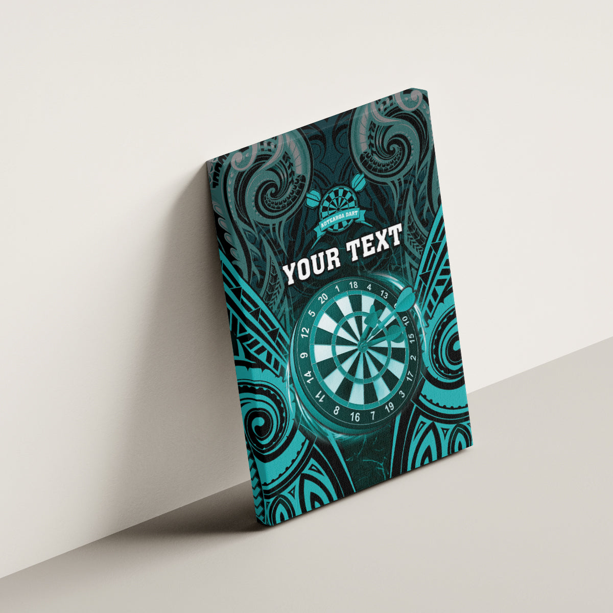 Personalised New Zealand Darts Canvas Wall Art Turquoise Dart Board Maori Pattern LT05 - Polynesian Pride