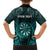 Personalised New Zealand Darts Family Matching Long Sleeve Bodycon Dress and Hawaiian Shirt Turquoise Dart Board Maori Pattern