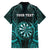 Personalised New Zealand Darts Family Matching Long Sleeve Bodycon Dress and Hawaiian Shirt Turquoise Dart Board Maori Pattern