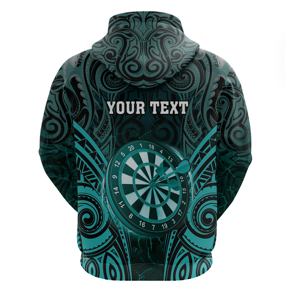 Personalised New Zealand Darts Hoodie Turquoise Dart Board Maori Pattern LT05 - Polynesian Pride