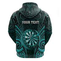 Personalised New Zealand Darts Hoodie Turquoise Dart Board Maori Pattern LT05 - Polynesian Pride