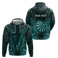 Personalised New Zealand Darts Hoodie Turquoise Dart Board Maori Pattern LT05 - Polynesian Pride