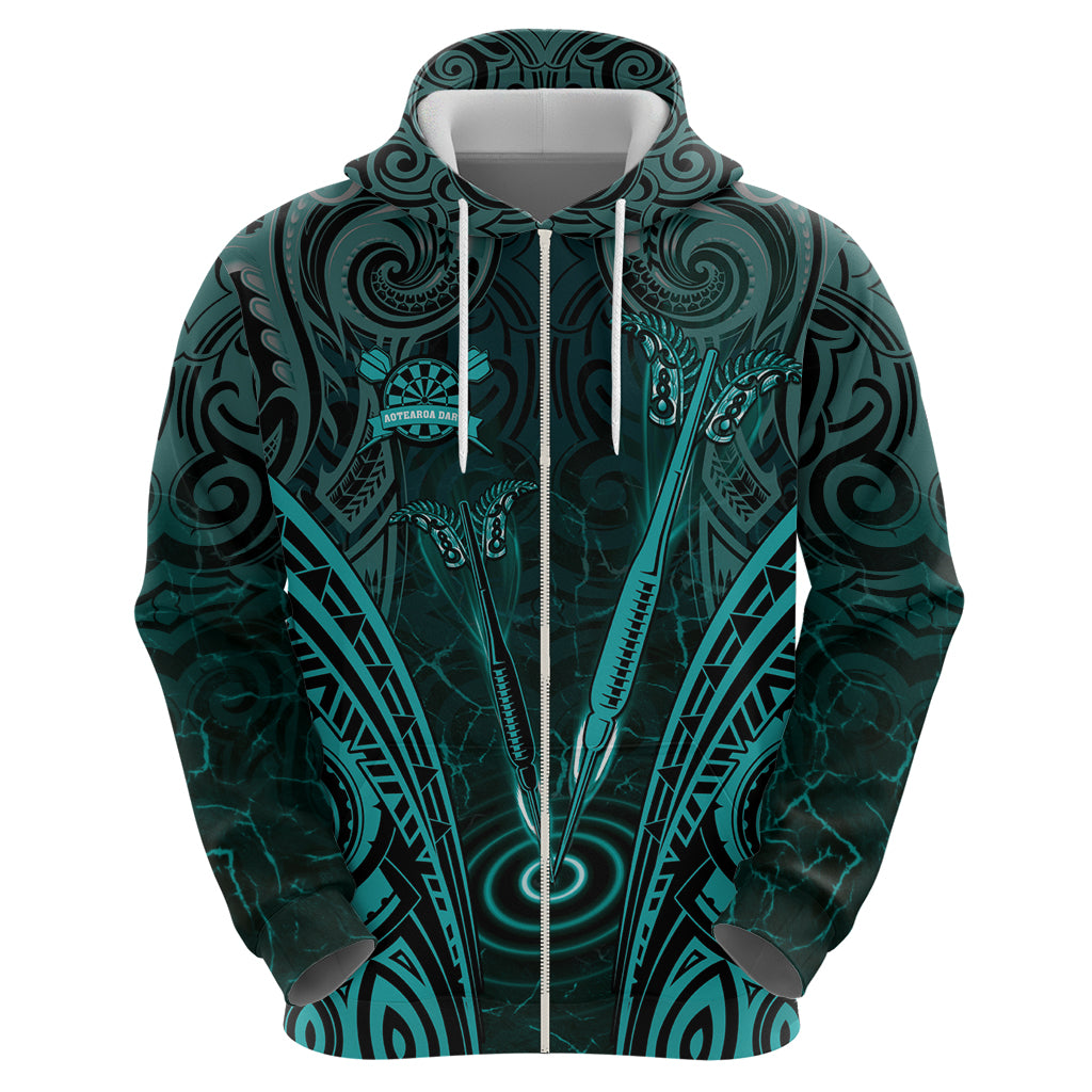 Personalised New Zealand Darts Hoodie Turquoise Dart Board Maori Pattern LT05 - Polynesian Pride