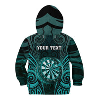 Personalised New Zealand Darts Kid Hoodie Turquoise Dart Board Maori Pattern LT05 - Polynesian Pride