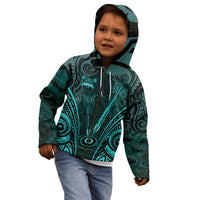 Personalised New Zealand Darts Kid Hoodie Turquoise Dart Board Maori Pattern LT05 - Polynesian Pride