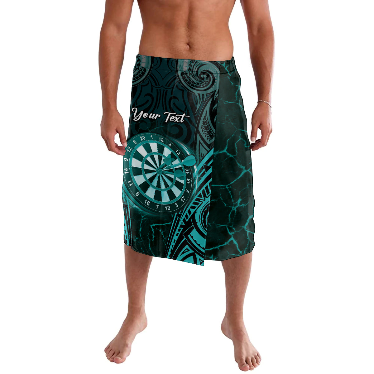 Personalised New Zealand Darts Lavalava Turquoise Dart Board Maori Pattern LT05 Turquoise - Polynesian Pride