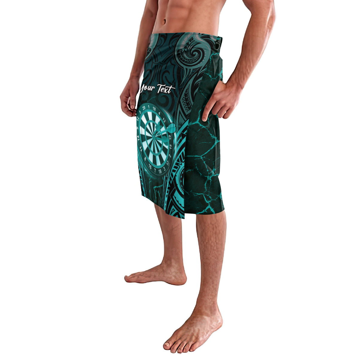 Personalised New Zealand Darts Lavalava Turquoise Dart Board Maori Pattern LT05 - Polynesian Pride