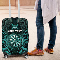 Personalised New Zealand Darts Luggage Cover Turquoise Dart Board Maori Pattern LT05 Turquoise - Polynesian Pride