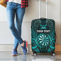 Personalised New Zealand Darts Luggage Cover Turquoise Dart Board Maori Pattern LT05 - Polynesian Pride