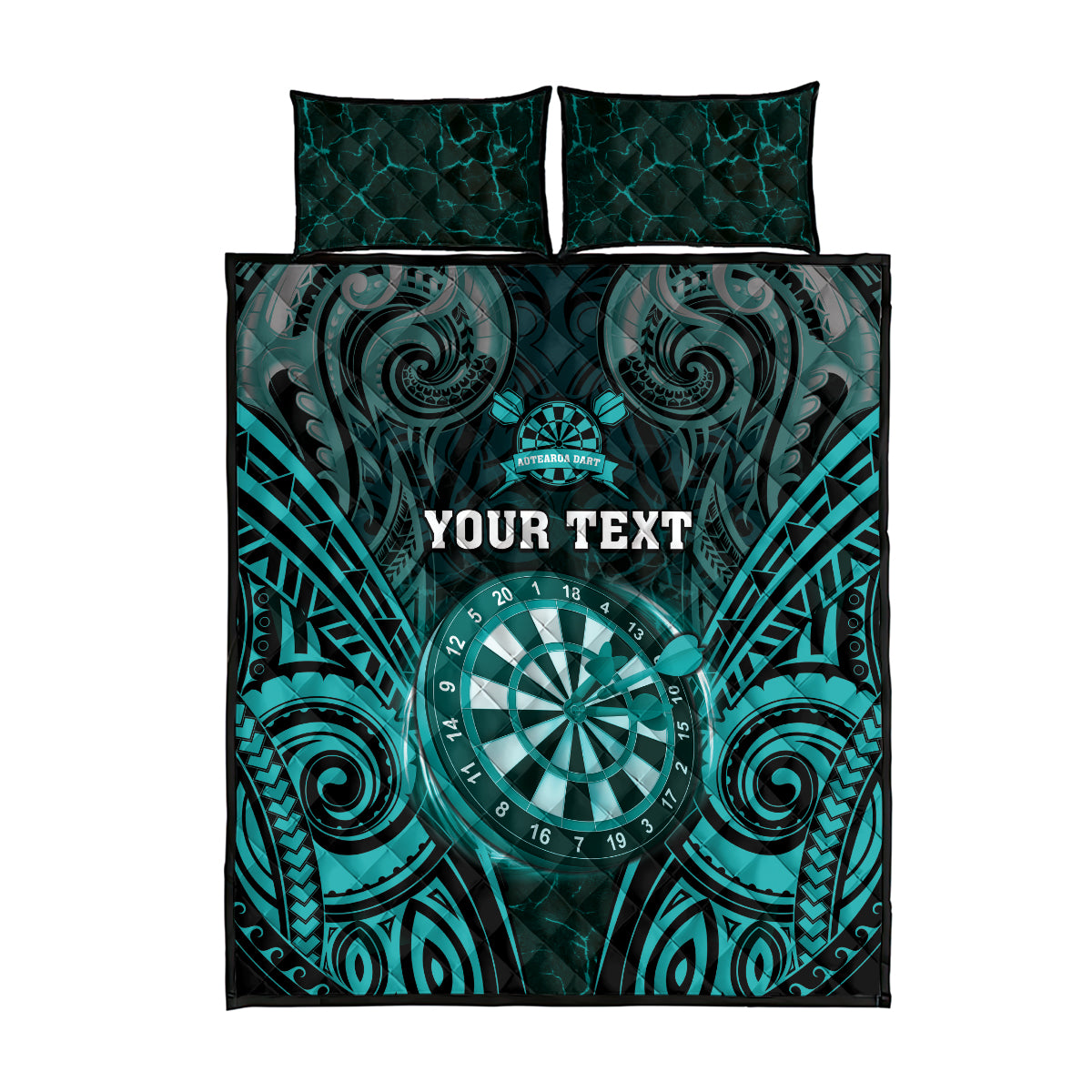 Personalised New Zealand Darts Quilt Bed Set Turquoise Dart Board Maori Pattern LT05 - Polynesian Pride