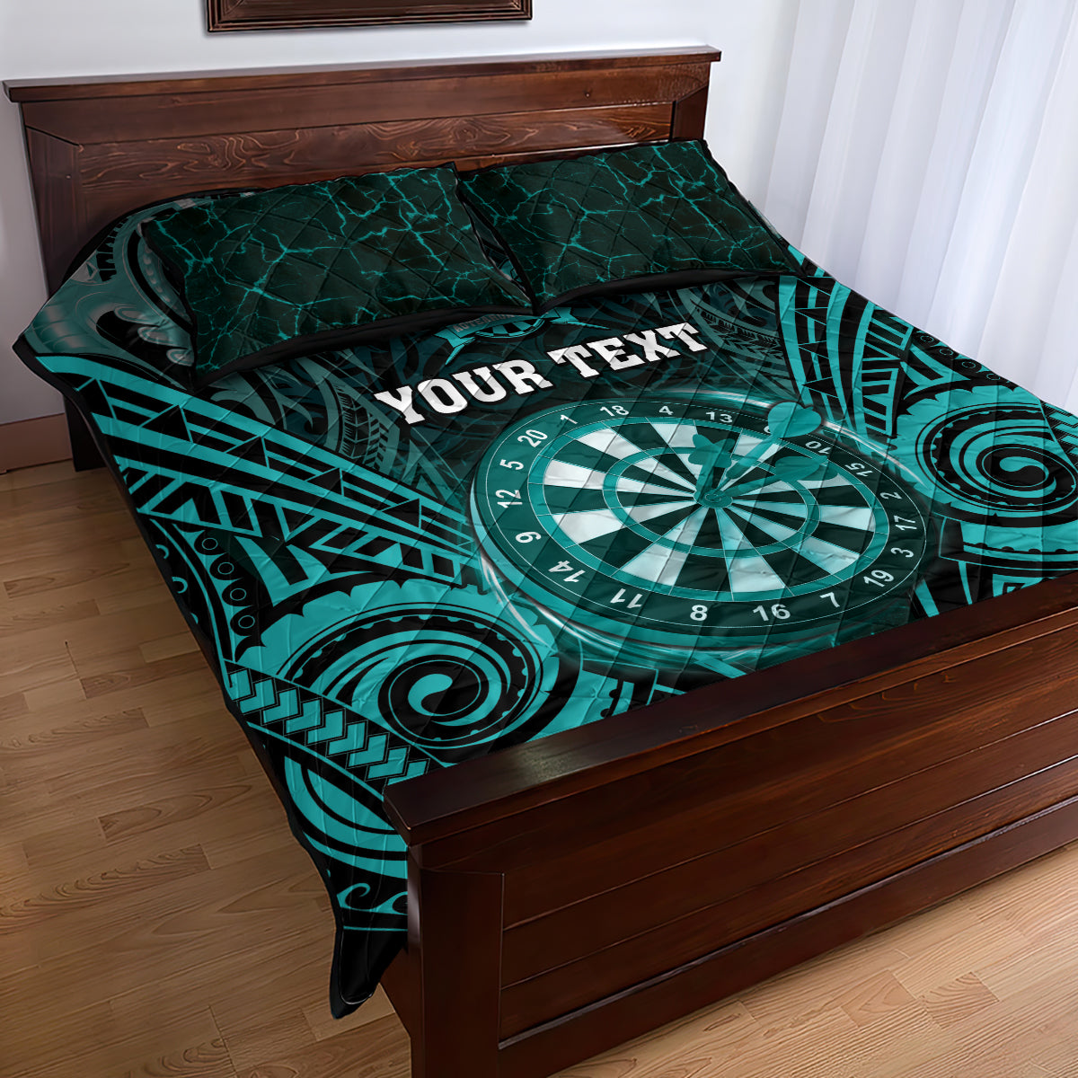 Personalised New Zealand Darts Quilt Bed Set Turquoise Dart Board Maori Pattern LT05 - Polynesian Pride