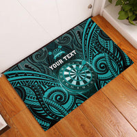 Personalised New Zealand Darts Rubber Doormat Turquoise Dart Board Maori Pattern LT05 Turquoise - Polynesian Pride