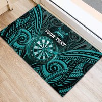 Personalised New Zealand Darts Rubber Doormat Turquoise Dart Board Maori Pattern LT05 - Polynesian Pride