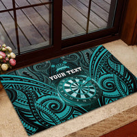 Personalised New Zealand Darts Rubber Doormat Turquoise Dart Board Maori Pattern LT05 - Polynesian Pride