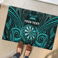 Personalised New Zealand Darts Rubber Doormat Turquoise Dart Board Maori Pattern LT05 - Polynesian Pride