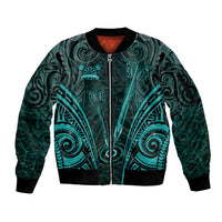 Personalised New Zealand Darts Sleeve Zip Bomber Jacket Turquoise Dart Board Maori Pattern LT05 Unisex Turquoise - Polynesian Pride
