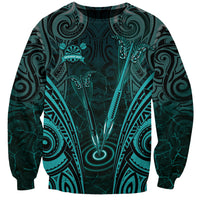Personalised New Zealand Darts Sweatshirt Turquoise Dart Board Maori Pattern LT05 Unisex Turquoise - Polynesian Pride