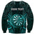 Personalised New Zealand Darts Sweatshirt Turquoise Dart Board Maori Pattern