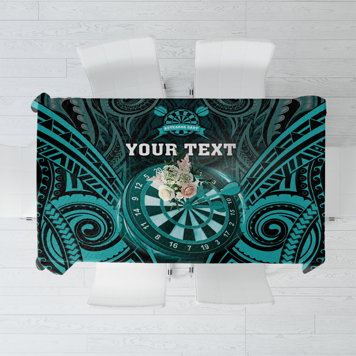 Personalised New Zealand Darts Tablecloth Turquoise Dart Board Maori Pattern LT05 Turquoise - Polynesian Pride