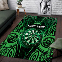 Personalised New Zealand Darts Area Rug Green Dart Board Maori Pattern LT05 Green - Polynesian Pride