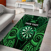 Personalised New Zealand Darts Area Rug Green Dart Board Maori Pattern LT05 - Polynesian Pride